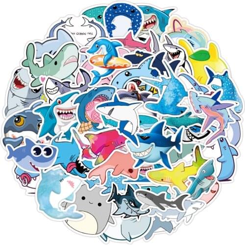 50Pcs Undersea Animals Cartoon Shark Graffiti Stickers For Bicycle Car Skateboard Scrapbook Laptop Sticker For Kids Classic Toy