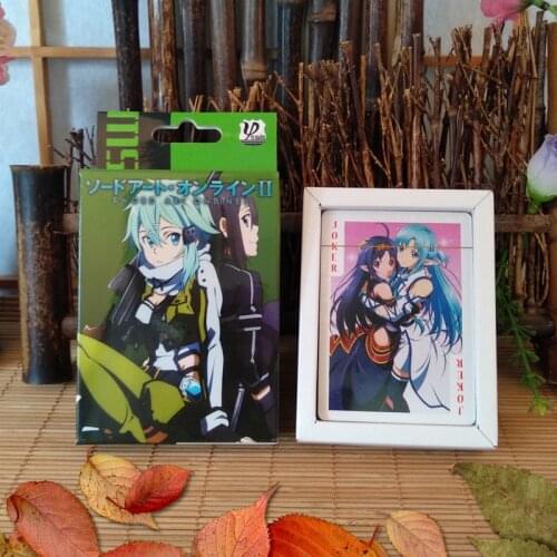 54pcs cards Anime cartoon Sword art online Poker toy cartoon SAO Cosplay Board Game Cards Hardcover poker toy gift with box