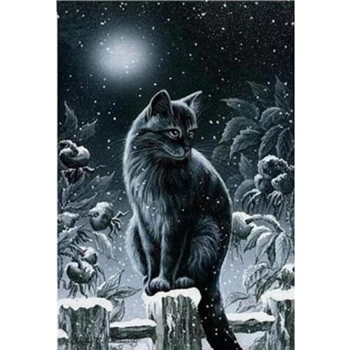 Full Square/Round Drill 5D Diy Diamond Painting "Moonlight Cat" Diamond Embroidery Mosaic Rhinestones Picture Decor Home GJ905