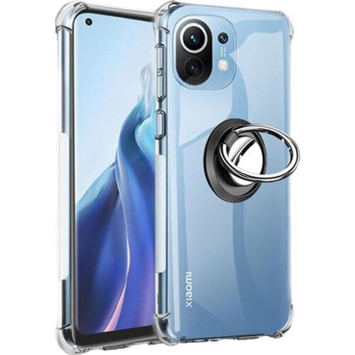 For Xiaomi Mi 11 10t pro Ring Case,Smartphone Cases Mi Note 10 T Lite Silicone Transparent Shockproof Cover Mi10T pro Mi11 Case