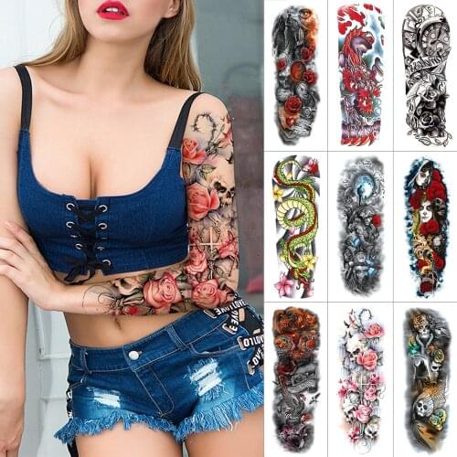 Color arm large temporary tattoo stickers Tiger dragon Lion Bear Wolf Waterproof animal tattoo yin yang Eyes men women Tattoo