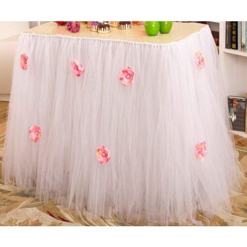 Baby Birthday Table Skirt Tutu Pearl Flower Wedding Hotel Conference Table Home Furnishings Skirt Tutus