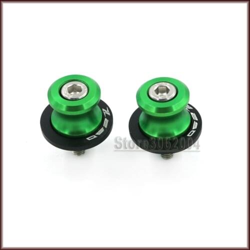For KAWASAKI Z250 Z 250 2013-2014 Motorcycle Accessories Swingarm Spools Slider Stand Screws Green 0.393in/M10 CNC