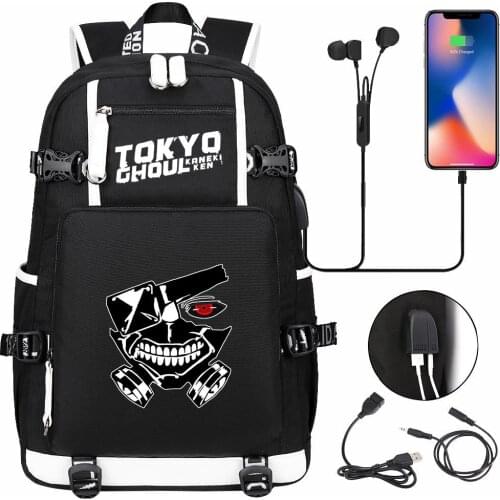 Hot Selling Tokyo Ghoul USB Rechargeable Backpack Large-capacity Youth Student Schoolbag Men and Women Leisure Travel Backpack
