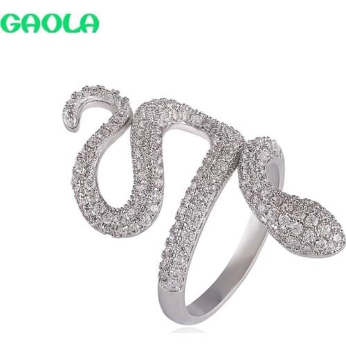 GAOLA New Retro Spirit Snake Ring Fashion Personality Snake-Shaped Nightclub Opening Adjustable Rhinestone Ring Jewelry J1909