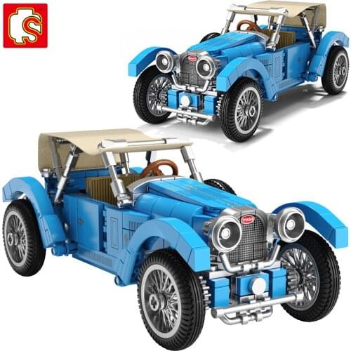 Sembo Block City T-38A Retro Classic Car Pull Back Technical Building Block Speed champion Car For Childern Toys Halloween Gifts
