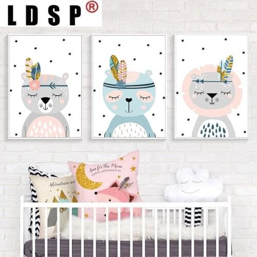 LDSP Cartoon Tribal Animal Bohemia Canvas Painting Wall Art Print Poster Picture Modern Kids Baby Bedroom Home Decor