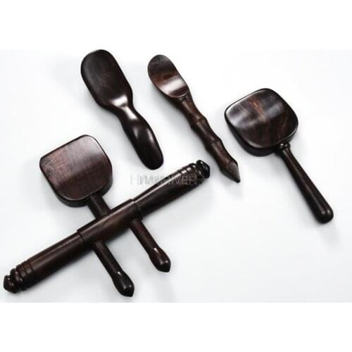 Ebony scrapping shovel wood real wood rolling steel rod back massage dredge meridian manually dial the reinforced bar