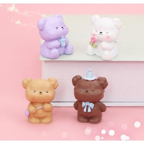 New Cute Resin Decoration Cartoon Bear Children Student Gifts Cake Baking Decoration Creative Home Car Decoration Unisex Crafts