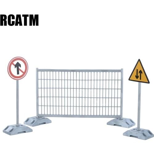 Mini Metal Guardrail Fence Warning Sign For 1/10 RC Crawler 1/14 Tamiya Truck Scania actros volvo MAN TRX4 SCX10 TRX6 DIY