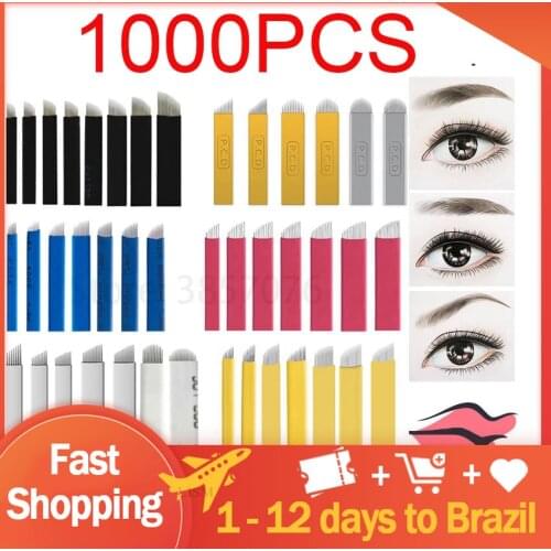 1000PCS Nano Blades Lamina Microblading Needles 0.18mm Permanent Makeup Tattoo Needle 7 9 12 14 18 Flex for Manual Eyebrow Pen