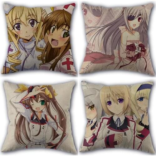 New Arrival Infinite Stratos Pillowcase Cotton Linen Fabric Square Zipper Pillowcase 45X45cm Wedding Decorative Pillow cover