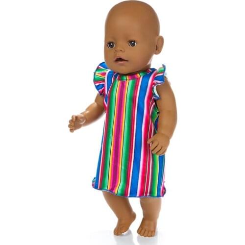 New fashion stripe dress Doll Clothes Fit For 43cm baby Doll clothes reborn Doll Accessories