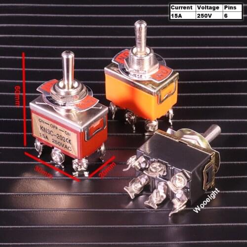 New 1Pc Micro Switch E-TEN1322 Toggle Switch Electrical DPDT ON-OFF-ON Switch 15A 250V 6 Pins 3 Grade Rocker Switch