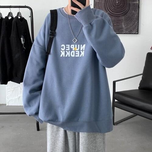 2021 Autumn Men Harajuku Sweatshirt Loose Round Neck Oversize Letter Printed Male Pullover