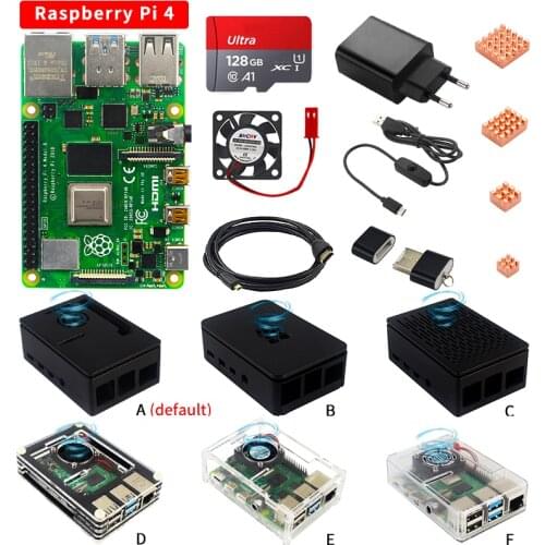Raspberry Pi 4 Model B 2G/4G/8G RAM Board + Card + Reader + Heatsink + Case + Cooling Fan + Video Cable + Power Supply for Pi 4B