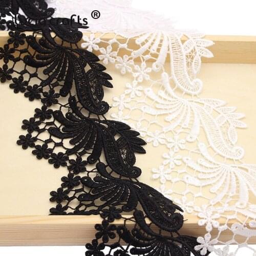 Lucia crafts 1 yard 9.5cm Black White Lace Ribbon Handmade Lace Trim Patchwork Material DIY Garment Sewing Accessories N0201