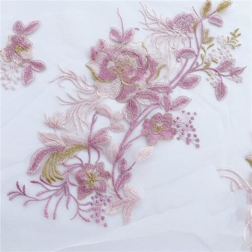 Colorful Blue and White Porcelain Ink Painting Lace Patches Flower Wedding Accessories Dress Jewelry Decoration