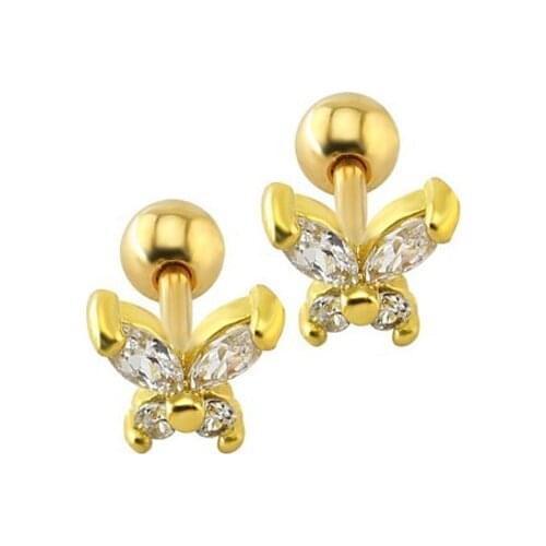 925 Sterling Silver Earring Fashion Zircon Butterfly Star Flower Screw Stud Ear Sweet Cute Ear Bone Nail Female Girl Ear Jewelry