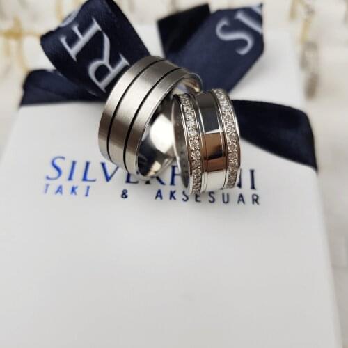 SILVERFONI 925 Sterling Real Silver Double Wedding Bands Rings Bracelet Woman Men Luxury Jewelry Fashion Engagement Anniversary