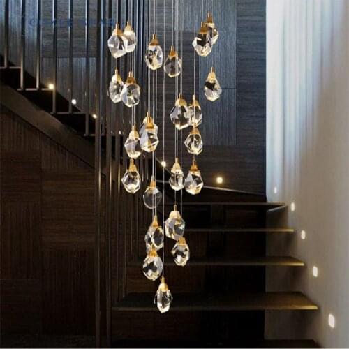 Nordic Pendant Lights Prism LED Lamps Luxury Chandelier Lighting Crystals for Kitchen Staircase Bedroom Dining Room Bedroom