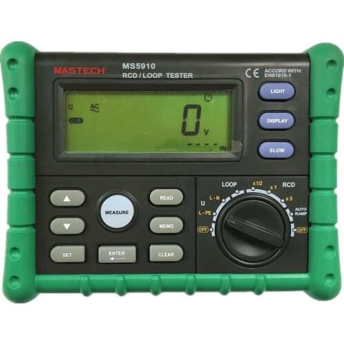 MASTECH MS5910 RCD/Loop Resistance Tester Circuit Trip-out Current/Time Detector with USB Interface