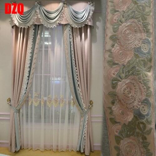 European Embroidery Curtain Cloth for Living Room Bedroom Shading Floor-to-ceiling Window Support Finished Product Customization