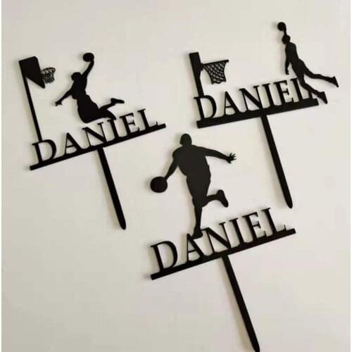 Theme Basketball Happy Birthday Cake Topper Acrylic Slam Dunk Cupcake Topper for Kids Birthday Sports Party Cake Decorations