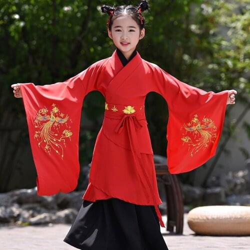 Girls Traditional Folk Costume Hanfu Dress Tang Dynasty Queen Princess Guzheng Costume Ancient Performance Stage Costume