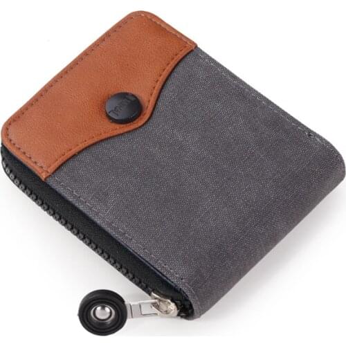 2021High Quality Men Vintage Cowboy Canvas Wallet Man Short Slim Wallets Large Capacity Purses Coin Pocket Zipper Coin Purse