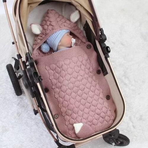 Winter Thick Newborn Sleeping Bag Baby Warm Diaper Blanket Infant Trolley Sleep Bag Feet Baby Swaddle Wrap Knit Envelope