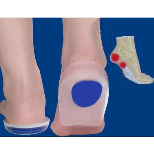 1 Pair Silicone Gel Insoles Heel Plantar Fasciitis Heel Cushion Pain Absorption Heel Pads Relief Shock for Callus Corns Bone
