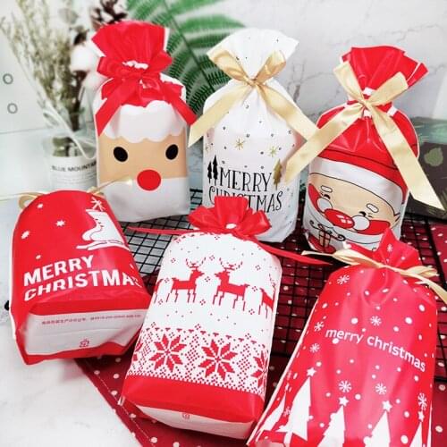 10Pcs Christmas Gift Bags Bags Santa Candy Bag New Year Christmas Decorations for Home Merry Christmas Ornaments kerst Xmas Gift