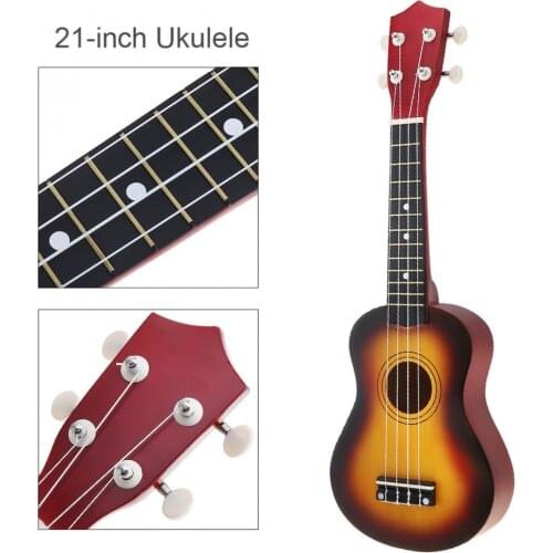 21 Inch Ukulele Beginners Children Sun Color Hawaii Four String Guitar with String and Pick Musical Instrument