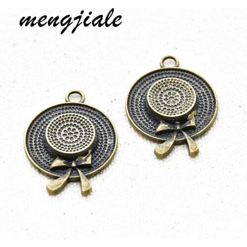 5pcs Hot Sell Alloy Antique Bronze Color Big Sun Hat Charms For Jewelry Making Handmade Crafts Supplies