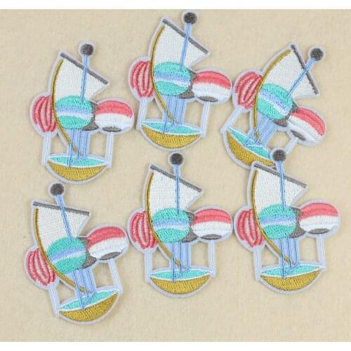 5PCS Cartoon Hot Air Balloon Patches 3D Clothes Sticker Iron on Embroidery Applique for Clothing Accessories DIY Sewing Supplies