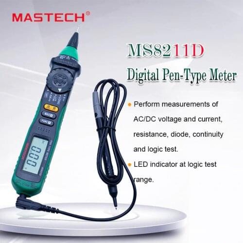 MASTECH MS8211DS Digital Multimeter Pen-Type Meter Auto Range DMM Multitester Voltage Current Tester Logic Level Tester
