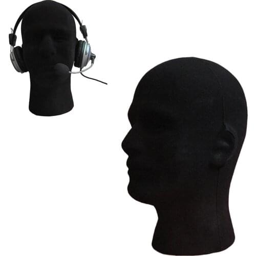 New 2019 Male Black Polystyrene Styrofoam Foam Head Model Stand Wig Hair Hat Headset Mannequin Head Display Stand Rack