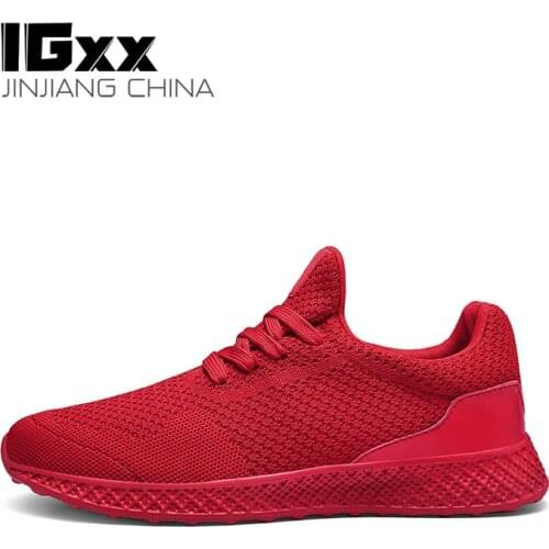 IGxx Men Vulcanize Shoes Big Size Sneakers Breathable Casual No-slip For Men Male Air Mesh Lace up Wear-resistant Shoes Tenis