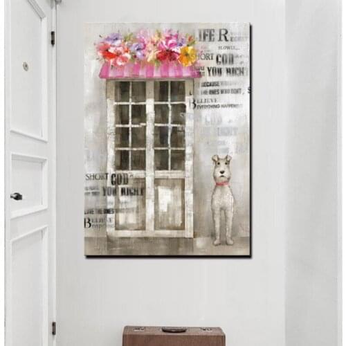 Cartoon Style Dog Canvas Painting Animals Home Goods Wall Art Paintings Large Size Cuadros For Kids Room Decoration Dropshipping