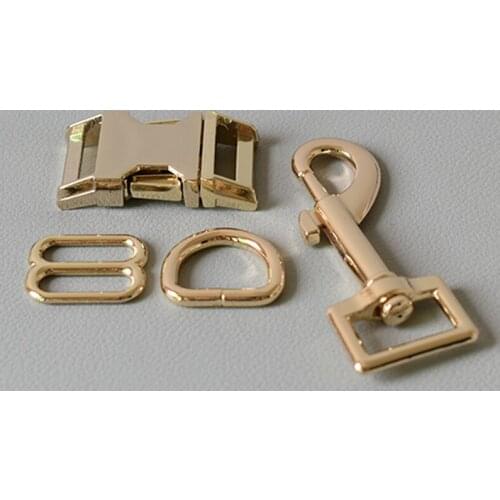 20 sets 20mm Metal D ring 8 button release buckle spring hook diy dog collar leash sewing accessories