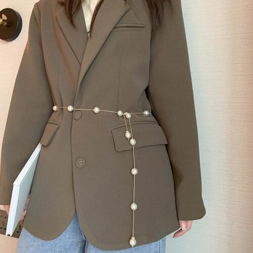 Simple Designed New Style Womens Pearl Waist Chains Waist Belts Body Chains Outfit Accessory Plus Size Long Silver Gold