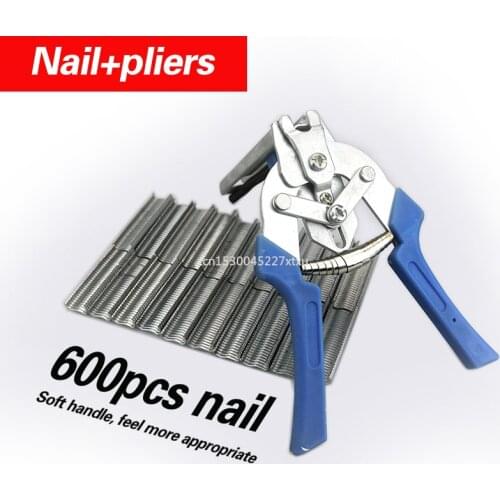 Type M Nail Ring Pliers Fastening Clamp Installation Poultry Cage Plier 600 Nails Chicken Rabbit Bird Dog Cage Clamp Kit Tool