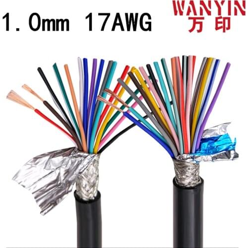 17AWG 1.0mm multi-core shielded cable RVVP 2-core to 24-core anti-interference control line signal line cable