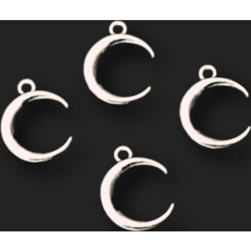 20pcs Silver Plated Crescent Pendants Retro Earrings Bracelet Metal Accessories DIY Charms ForJewelry Crafts Making 20*16mm A825