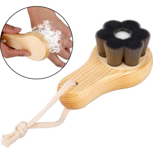 Bamboo Exfoliate Face Cleaning Brush Wood Handle Skin Care Tool Charcoal Fiber Facial Brushes Soft Facial Cleanser Pore Cleaner