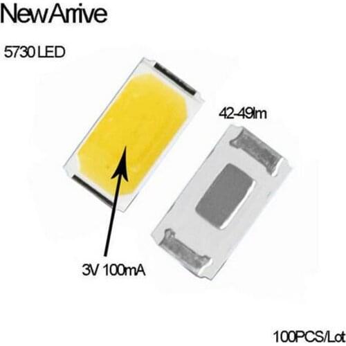 Big Clearance SMD 5730 LED 500Pcs 4000K(Nature White) 3.0-3.6V 100ma 50-55lm 120lm/w Fast Delivery Free Shipping