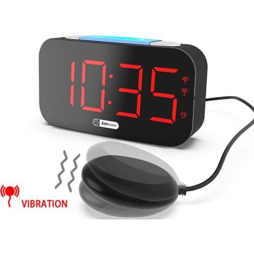 Adjust Brightness 7Colors LED Digital Alarm Clock with Vibrator Dual USB Output Electronic Snooze Alarm Clock Sleep Night Light