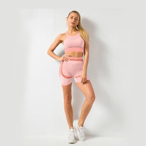 Popular Women Wholesale Gym Wear Workout Clothing Summer Sports Fitness Bra Yoga Shorts Suit Set Hot Sale Products