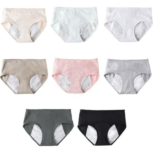 Cotton Physiological Pants Leak Proof Menstrual Panties Mid Waist Period Briefs 62KE